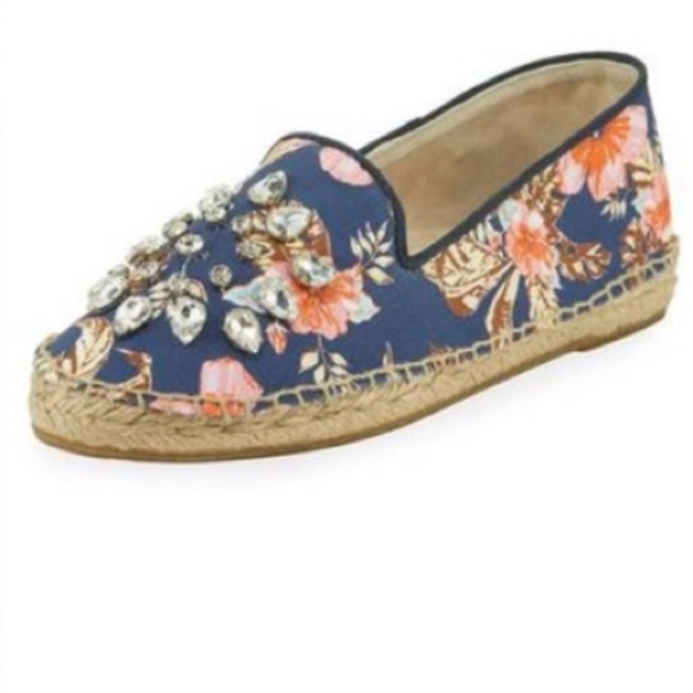 Patricia Green Women’s Blue Floral Crystal 37 Embellished Espadrilles